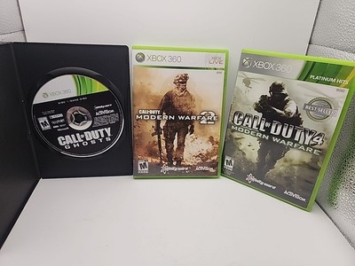 Lot Of 3 Xbox360 Call Of Duty Ghosts, Modern Warfare 2, And Modern Warfare 4