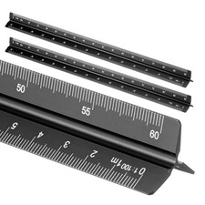 2 Pcs 12 Inch Metric Architectural Triangular Scale Ruler Large Scale, Black