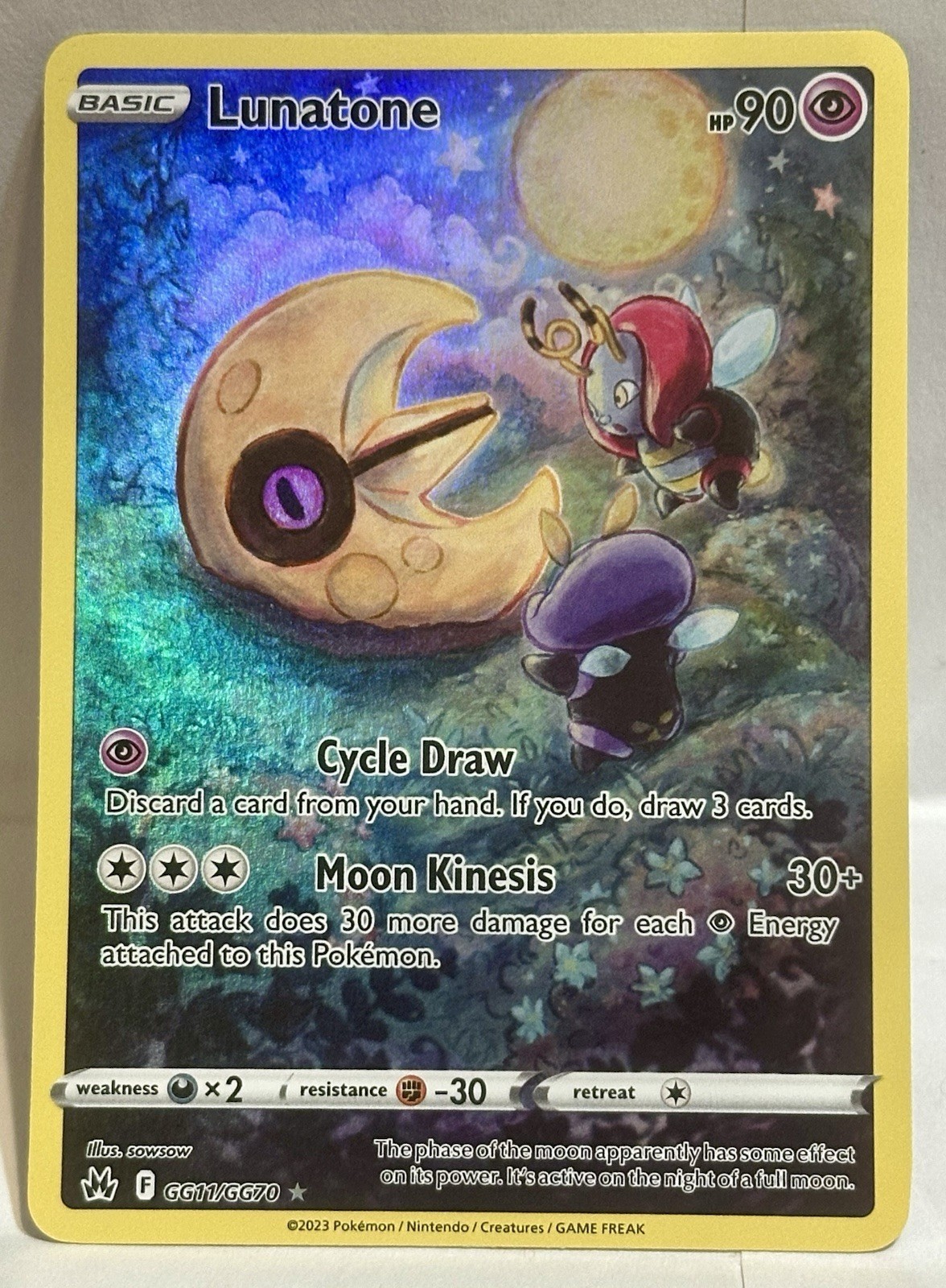 Lunatone GG11/GG70 Holo Full Art Galarian Gallery Crown Zenith Pokemon TCG