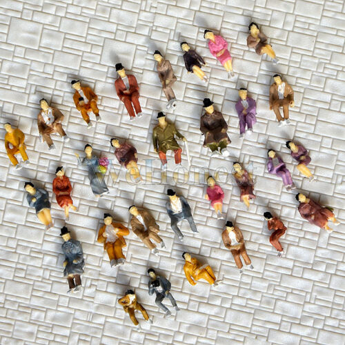 60 pcs HO scale ALL Seated People sitting figures Passengers 30 difr poses #B30P - Afbeelding 1 van 1