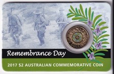 AUSTRALIAN: 2017 $2 REMEMBRANCE DAY ROSEMARY COMMEMORATIVE COIN ON CARD #PL1083