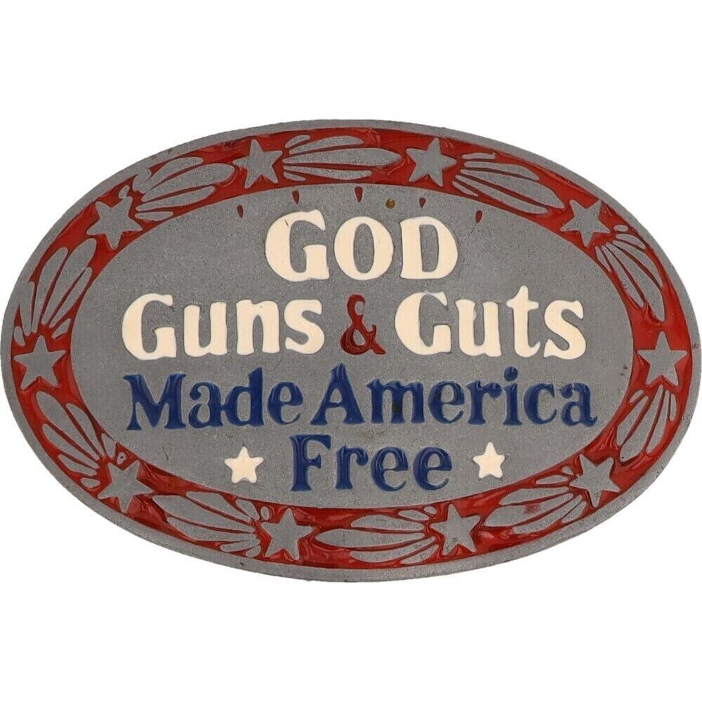 Nos God Gut Gun America Patriotic Second Amendment Right Vintage Belt Buckle