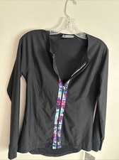 NWT Women s Athleta Full Zip Long Sleeve Floral Fade Shirt M Rash Guard Biking