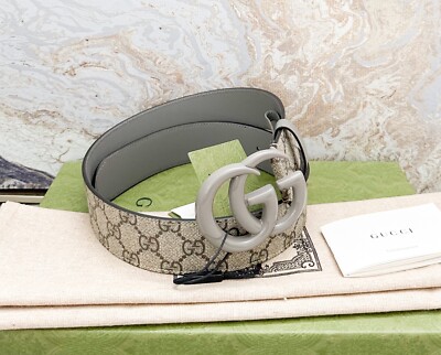 Gucci GG Marmont Wide Canvas Grey Buckle Belt | eBay