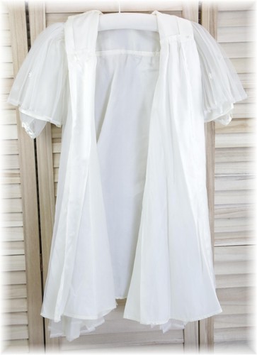 Vintage Baby Daisy Chain Pleat Overlay Satin Lined Christening Bell Sleeve Gown - Picture 8 of 8