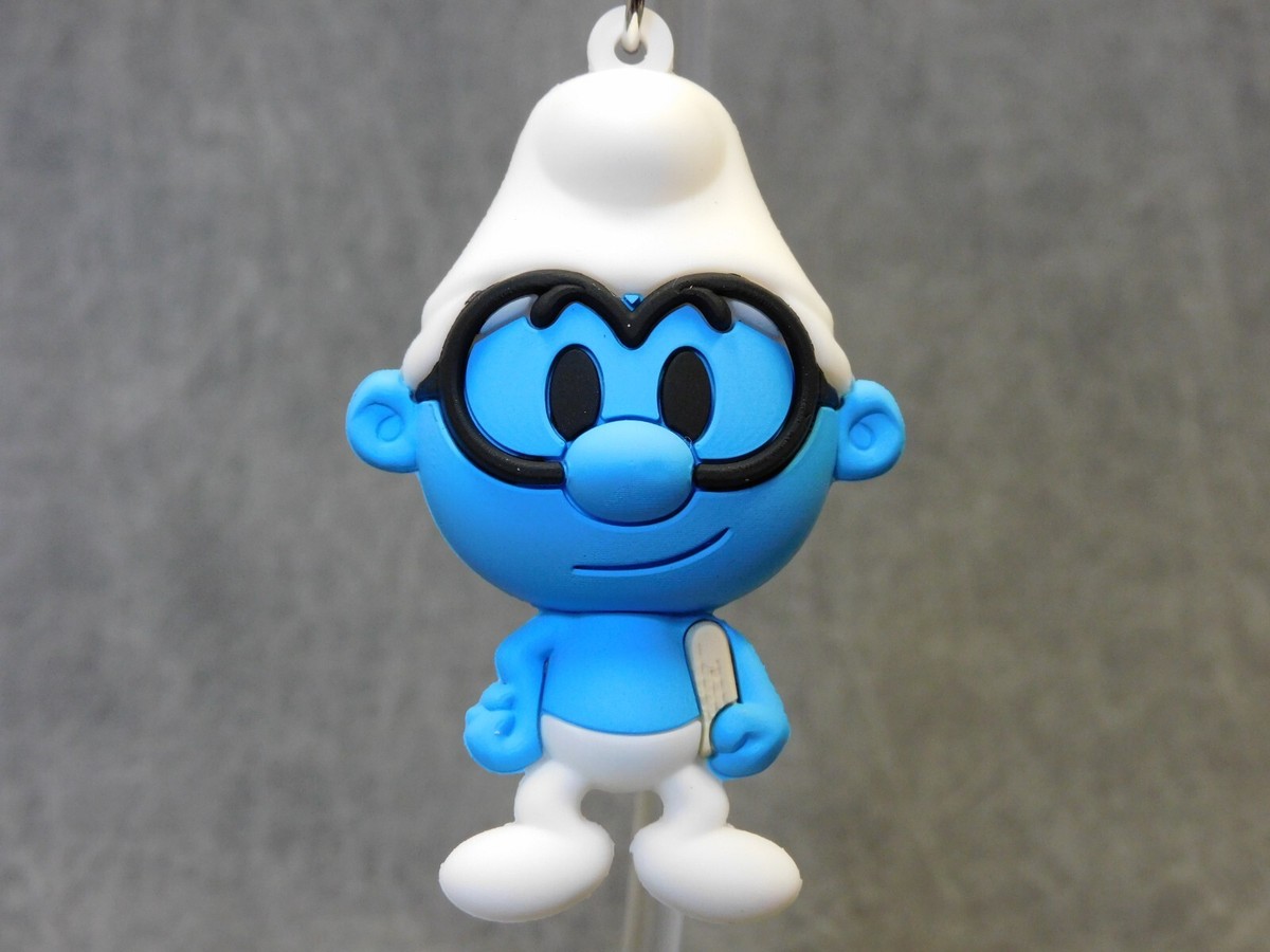 Smurfs NEW * Brainy Smurf Clip * Blind Bag Cartoon Key Chain