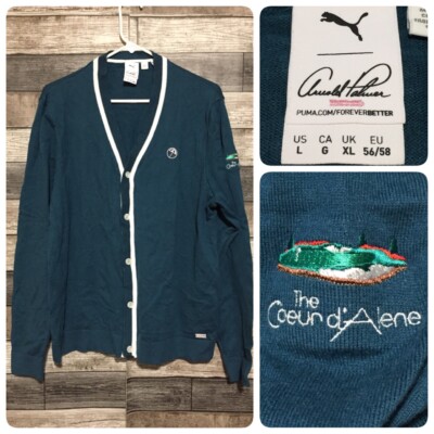 Puma Arnold Palmer Cardigan Sweater Men L Blue Button Front The Corurde Alene N7