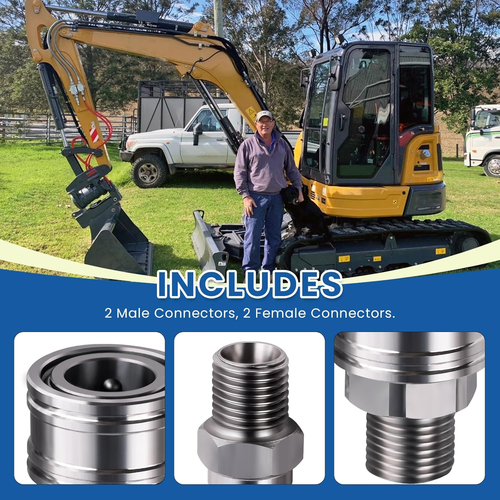 M16-M14 Hydraulic Attachment Quick Fittings Fits Mini Excavator 2 Male /2 Female - Picture 3 of 7