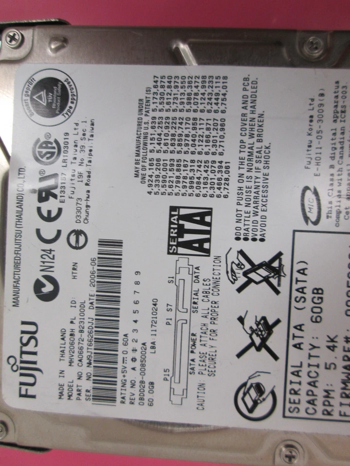 Fujitsu MHV2060BH CA06672-B23100DL 60gb 2.5" Sata Laptop Drive - Image 3 of 4