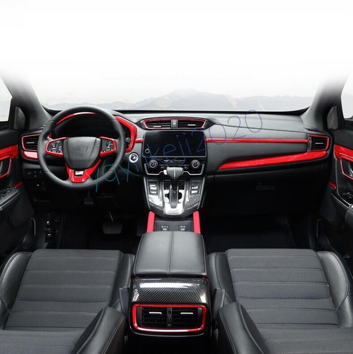For Honda CRV CR-V 2017-22 Interior Accessories Decor Trim Red+ABS Carbon Fiber - Picture 23 of 23