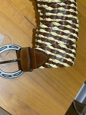 Free People Wide Braided Brown Leather & Jute Horseshoe  display picture 1