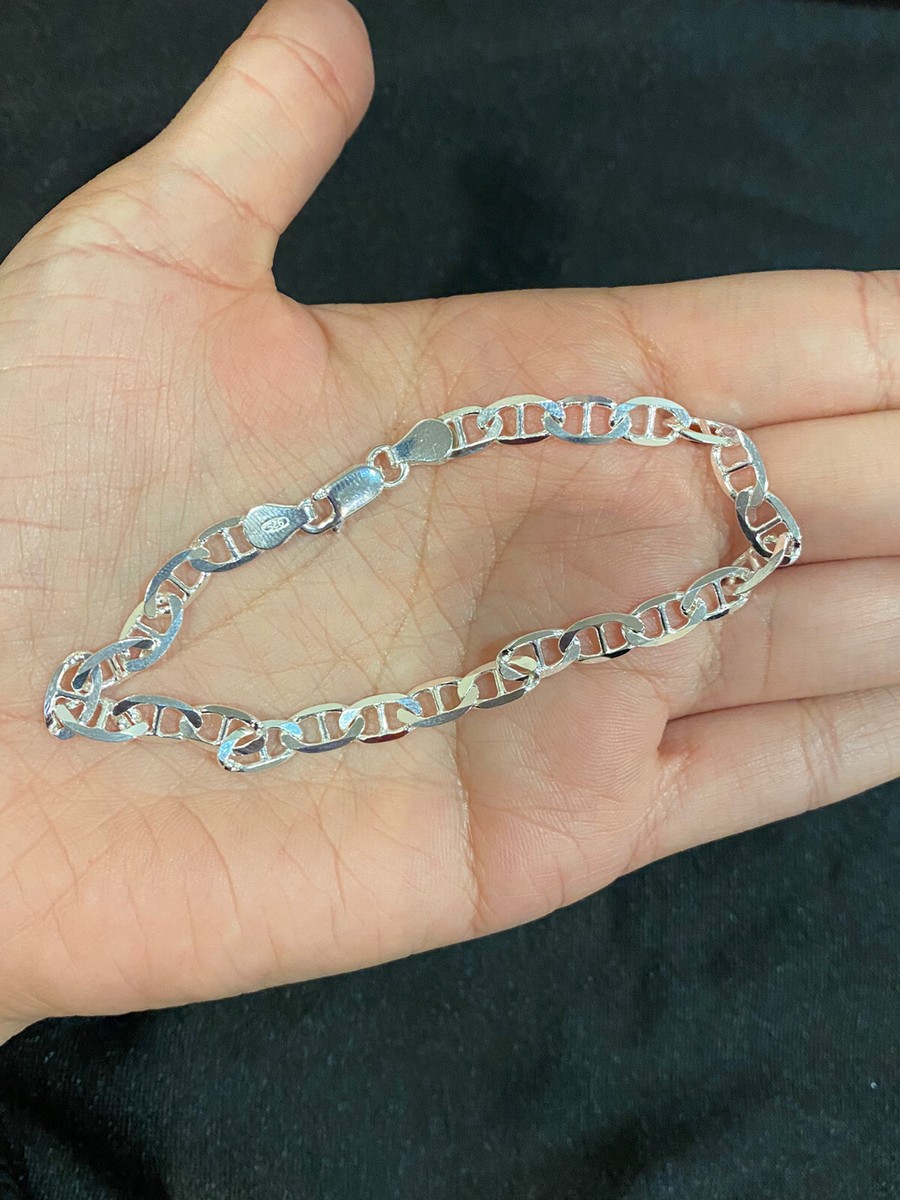 925 Sterling Silver Men's Womens Mariner Chain Bracelet 7 925 Sterling Silver Men's Womens Mariner Chain Bracelet 7