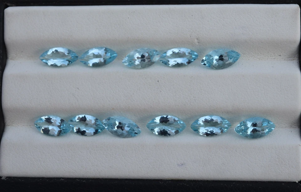 8x4 mm 5,9 quilates natural azul claro aguamarina corte marquesa 11 piezas limpieza de ojos Foto 3 de 4