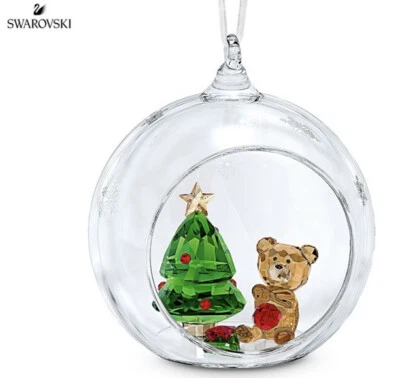 New In Box Authentic Swarovski Christmas Scene Ball Crystal Ornament #5533942