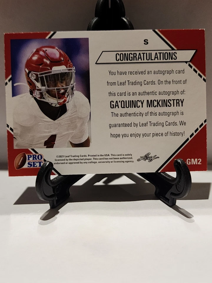 2021 Leaf Pro Set College Gold Ga’Quincy McKinstry Ga'Quincy #PS-GM2 Alabama - Image 2 of 2