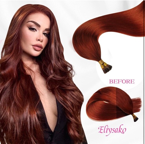 Itip Extensions Stick I Tip 100% Real Remy Human Hair 22inch(#32) Reddish Brown - Picture 6 of 8
