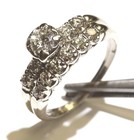 14k white gold .88ct round diamond engagement ring wedding band 6.1g vintage set — photo 7