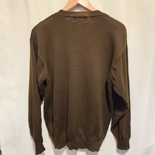 VTG Eddie Bauer V-Neck Sweater Men's M Olive Green Long Sleeve Ribbed Hem/Cuff - Picture 6 of 11