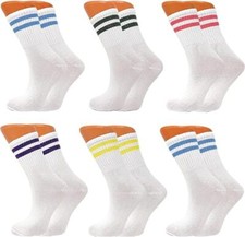 Womens Cotton Crew Socks 6 Pairs Lightweight Breathable Athletic Striped Design