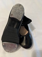 GIRLS BLACK CAPEZIO TAP-DANCING SLIP-ON SHOES SZ 10M