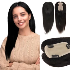 Women Topper Silk Top Human Cuticle Remy Hair Natural Black Hair Top Pieces SP82