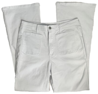 American Rag Cie White Sailor Flare Jeans 15 32x31 High Rise Stretch Denim