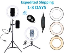 10" Ring Light with 60" Ext Tripod Stand,Flexible Phone Holder Wireless Remote