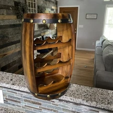 Wood Barrel Shaped Wine Rack 8 Bottle Wine Holder Alexander Castle Wineries 19 “