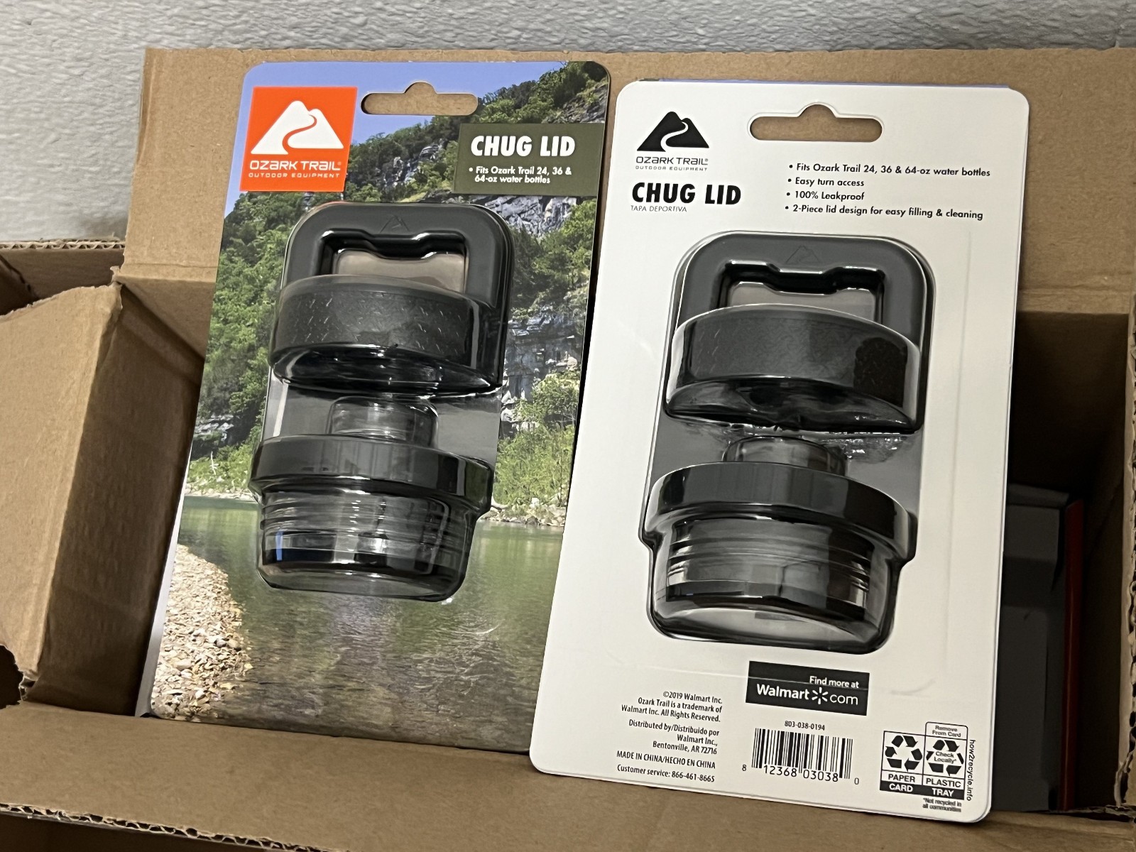 Ozark Trail Chugging Cap Lid Fit 24/36/64 Oz Bottles 100% Leak proof & E-Z Turn