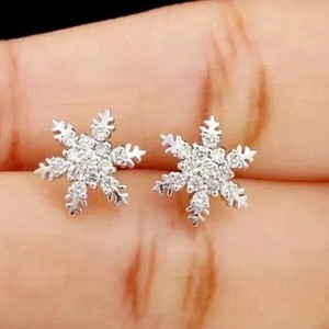 Authentic 2Ct Round Cut Simulated Diamond Snow Stud Earrings 14K White Gold Plated