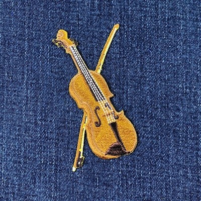 Violin Applique Patch - Embroidered Fiddle Music Instrument Band Badge 3.25''