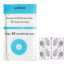 Cd Binder Pages Refill Sheets For 3 Ring Binders Hold 48 Dvds Cd Case Sleeves Ho
