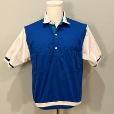 Vintage Pierre Cardin Blue Popover Polo Shirt Mens Size Medium 80s 90s Y2K