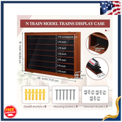 New N Scale Model Train Display Case Wall Cabinet 6-Shelf UV Protection