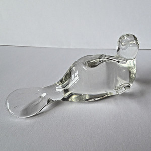 Clear Glass Lying Seal Figurine 4 Inch Animal Glass Collectible Decor Sculpture