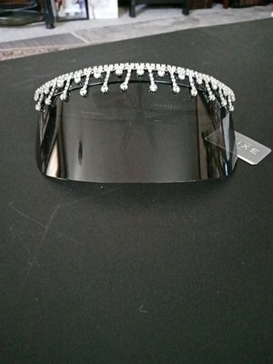 Oversize Classy Elegant Shield SUNGLASSES Large Big Frame Black Rhinestone