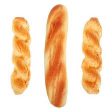 3Pcs Reusable PU Artificial Baguette Model Orange Lifelike Bread Display Prop