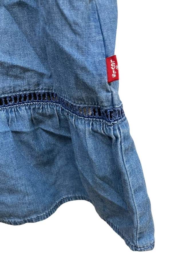 Levi's Dress Girls Size Large Blue Denim Ejyelet Button - Image 3 of 4