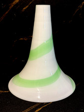 PARALUME CONICO IN VETRO DI MURANO, COLORE BIANCO/VERDE, H 290 mm, FATTO A MANO