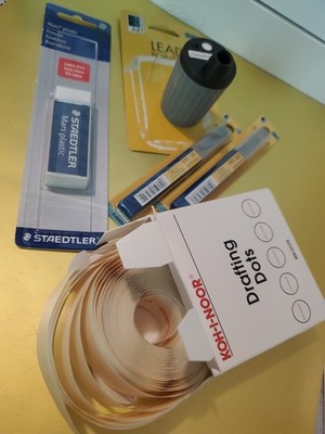 VTG Drafting Supply Lot Staedtler Mars Eraser Koh-I-Noor Dots Lead Pointer Leads