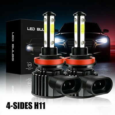 4-Sides H11 LED Headlight Bulbs Conversion Kit Low Beam 6000K Super Bright White
