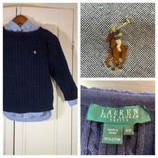Ralph Lauren Flesh Pony Shirt  Cable Knit Sweater Boys 8 Lot of 2 Preppy FLAWS