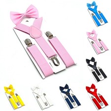 All Seasons Daily Kids Suspender Bow Tie Matching Polyester Boys Girls