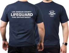 T-Shirt navy, Los Angeles County LIFEGUARD Fire Department