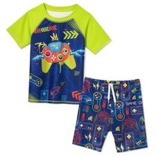 Toddler Boy Swimsuit Kids Swimsuit Boys Two Pieces Shark 6-7 Years Game Blue