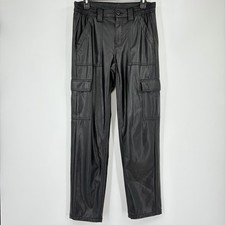 American Eagle Stretch Pants Women s 4 Black Faux Leather Cargo