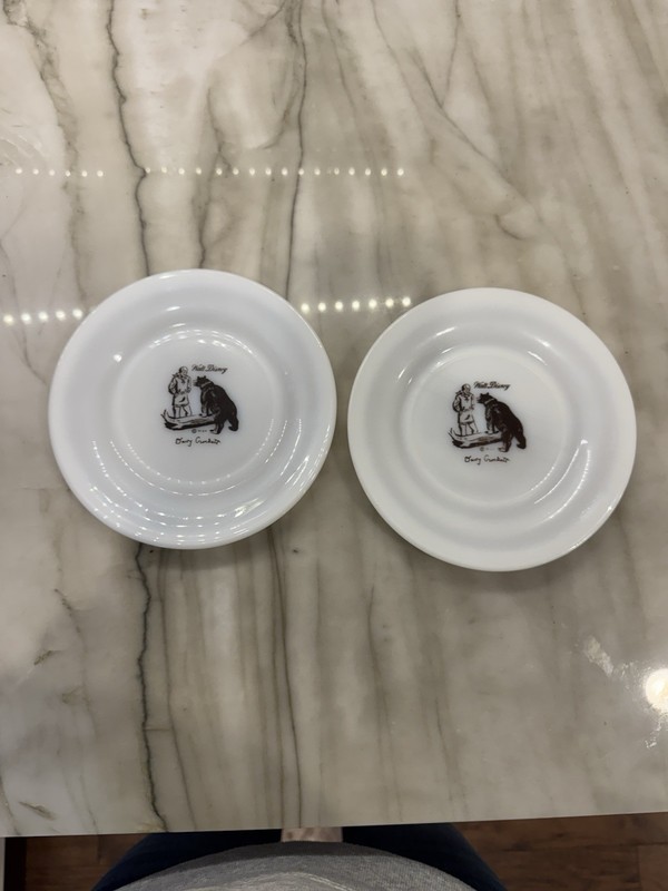 Signed Walt Disney Plates stamped Anchor Hocking Davy Crockett