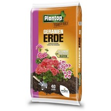 Plantop Geranienerde Torffrei Spezialerde für Gartenbedarf Blumenerde 40L