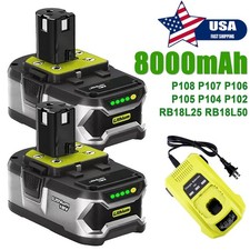 For RYOBI 18V One Plus High Capacity Battery P108 18Volt Lithium-Ion P107 8.0Ah