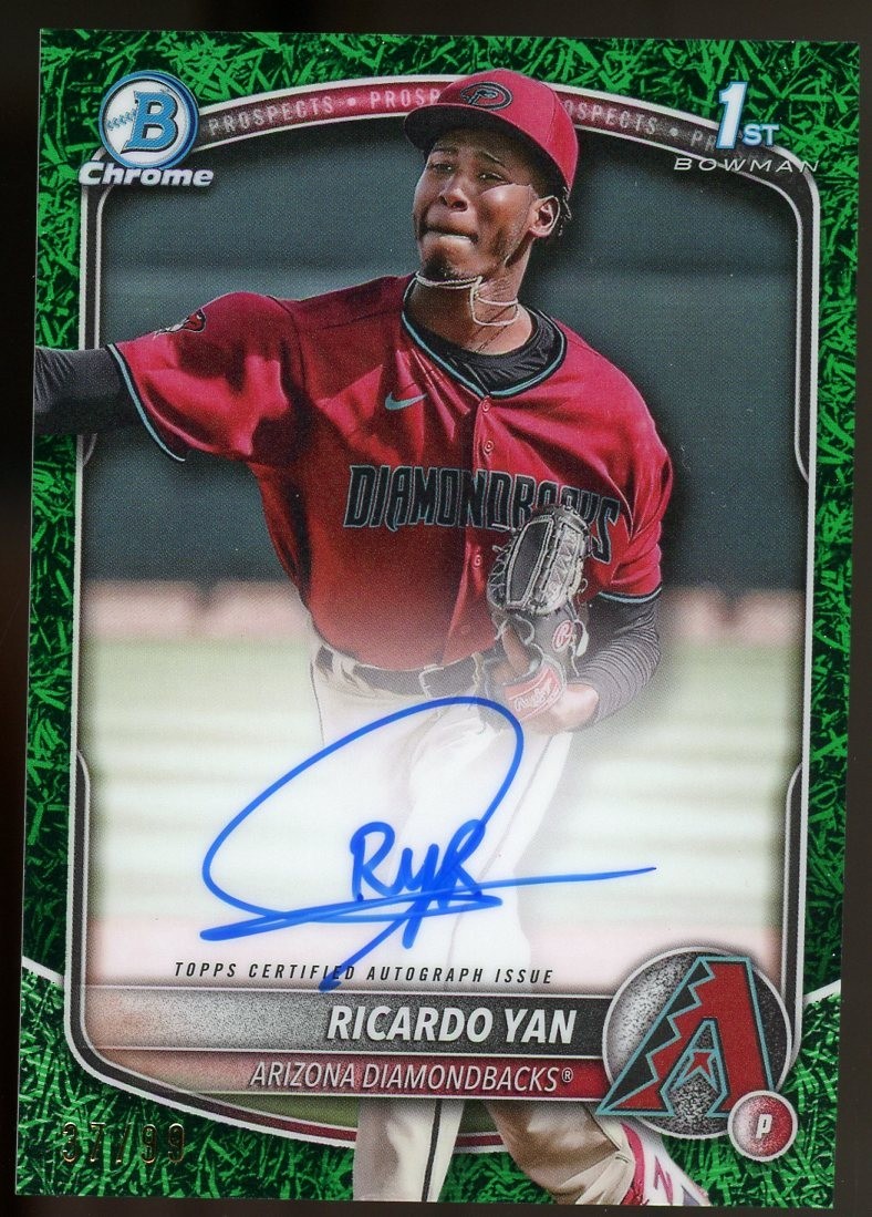 RICARDO YAN 2025 BOWMAN CHROME 1ST GREEN GRASS REFRACTOR AUTO /99 Diamondbacks